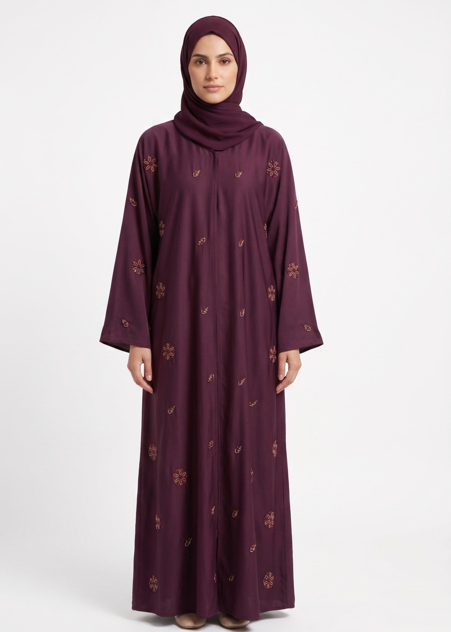 nidha blend Abaya in Burgundy