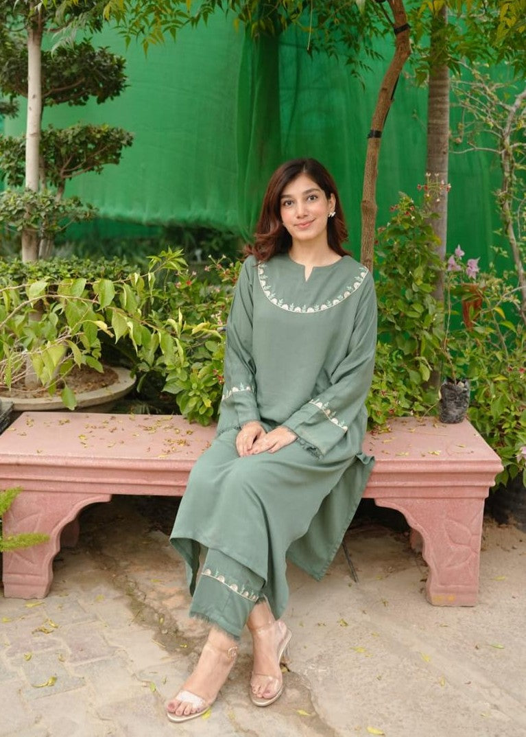 karandi Co Ord Sets in Sage green