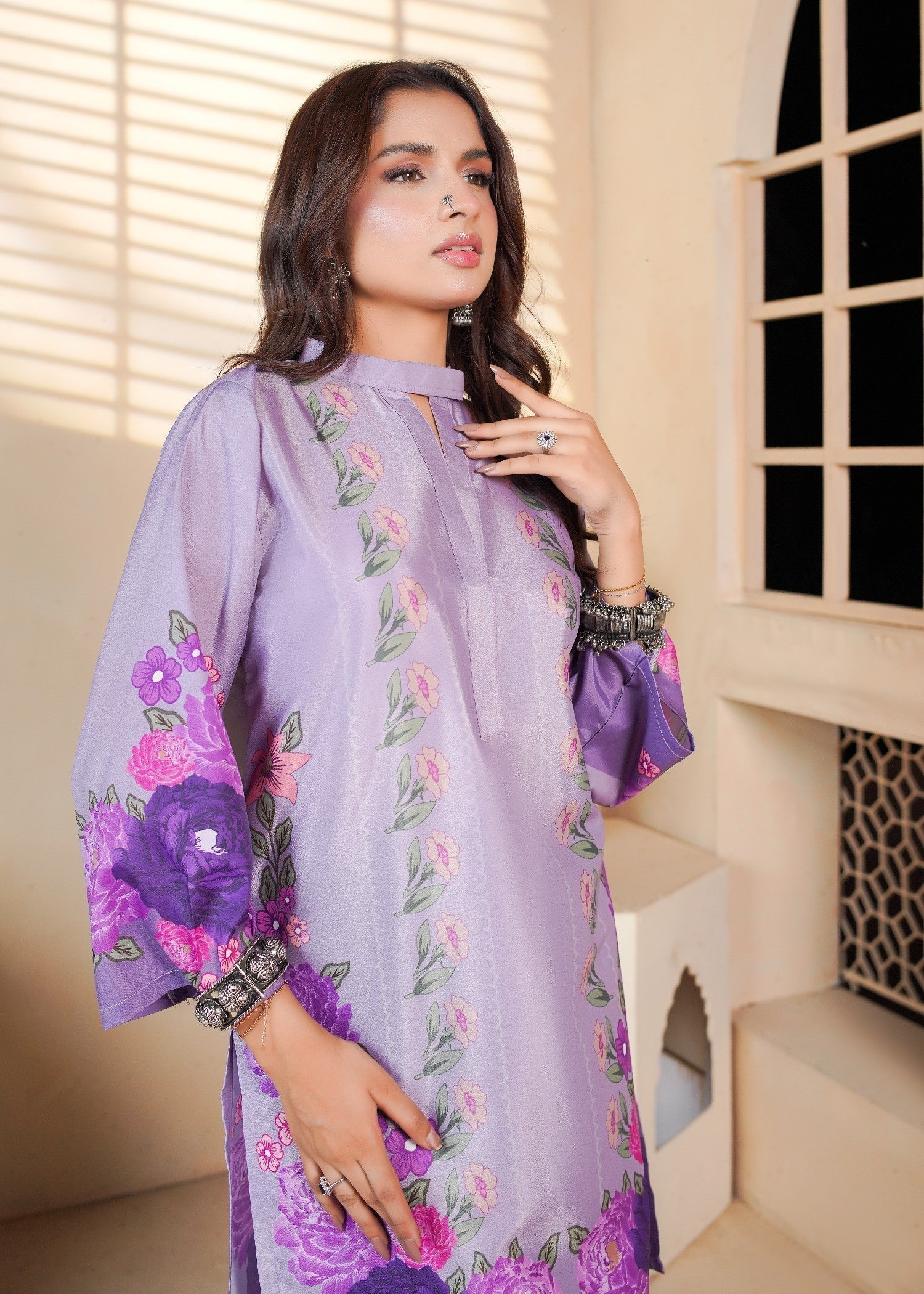 polyester crepe Co Ord Sets in Royal purple
