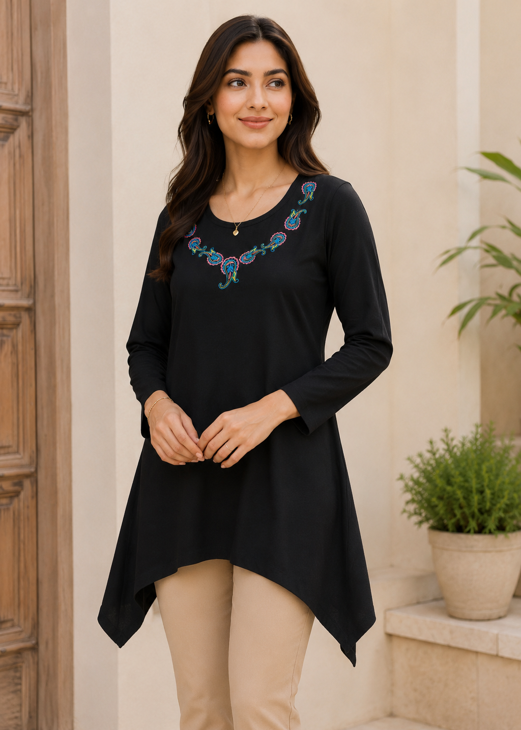 single jersey knit Top in Black