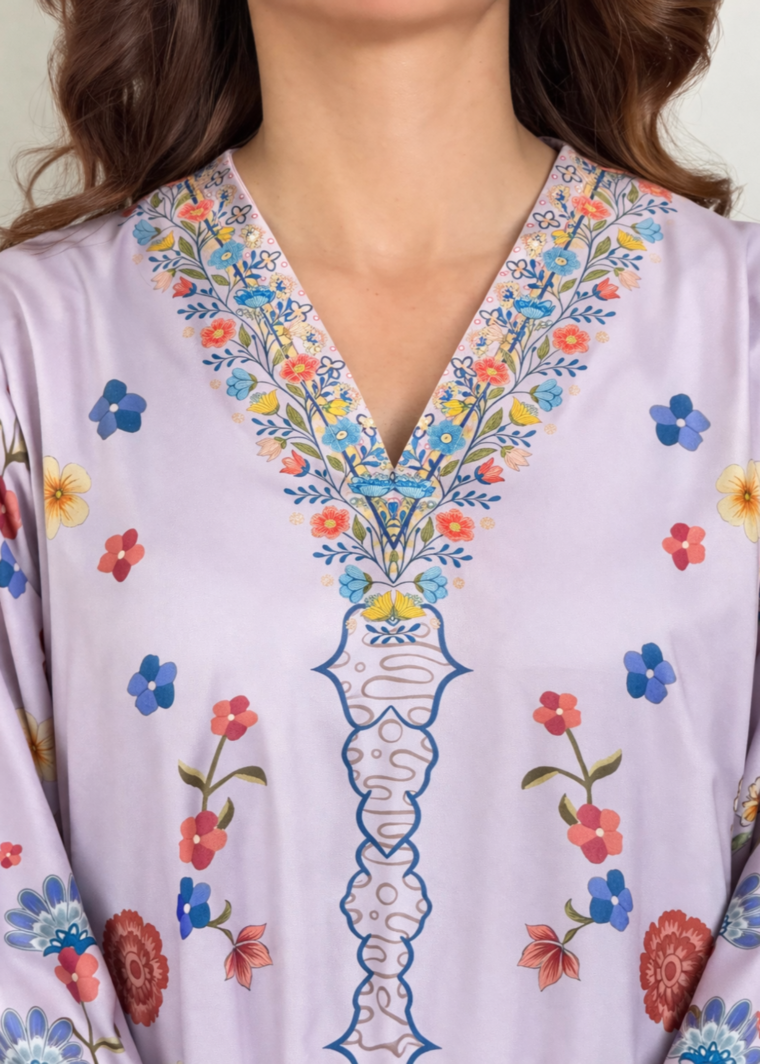 crepe Kaftan in Lilac
