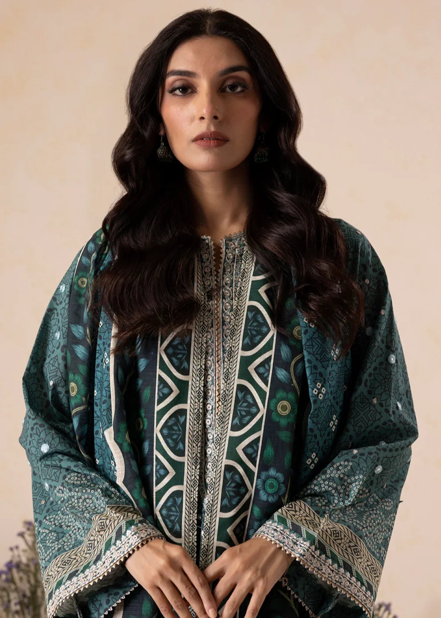 khaddar Unstitched in Green