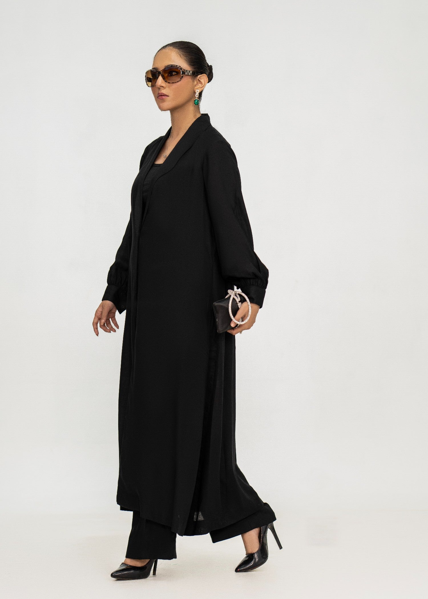 arabic lawn Gown in Black