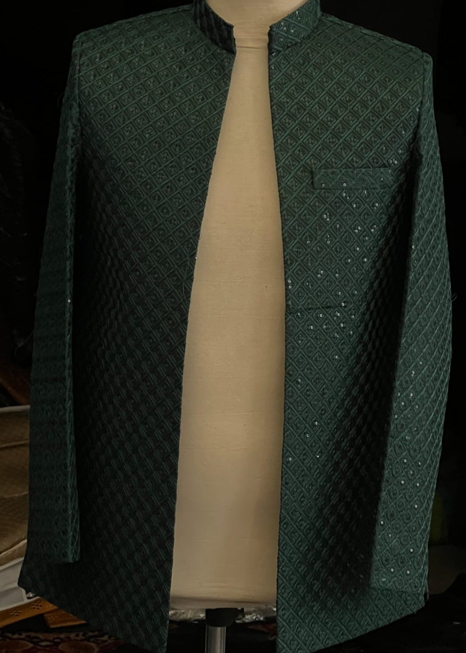 silk Prince Coat in Bottle green by Dulha Fashion House