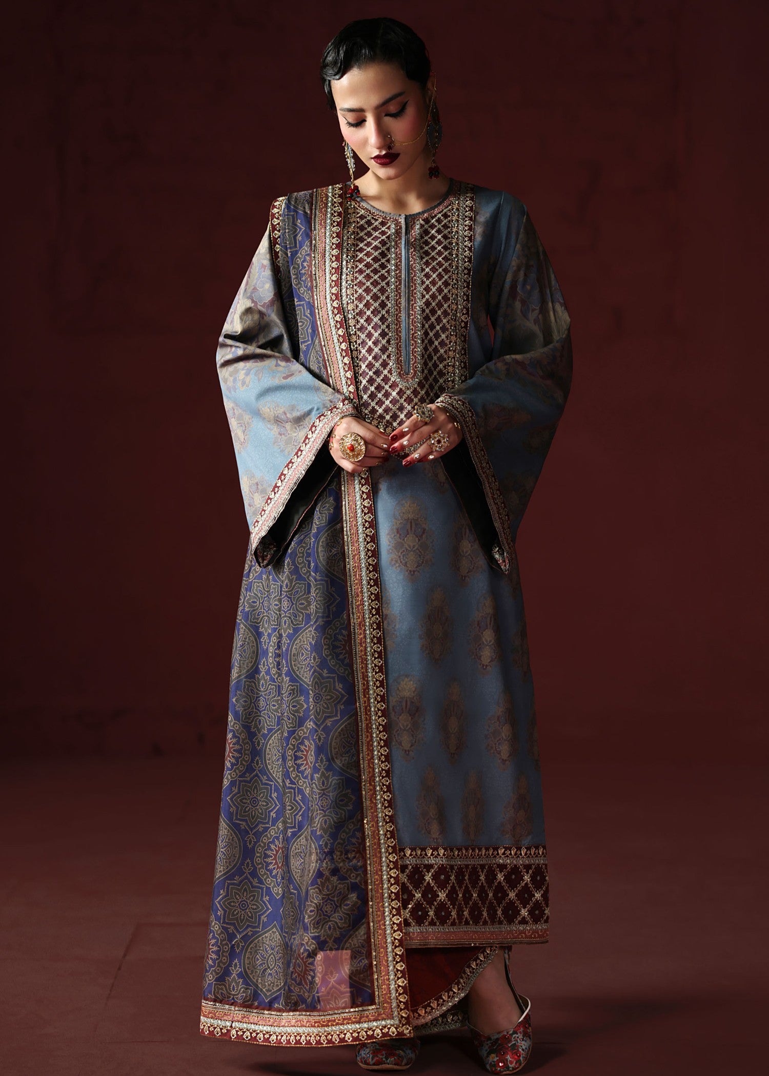 pk raw silk Kurta Set in Slate grey, sapphire blue, maroon