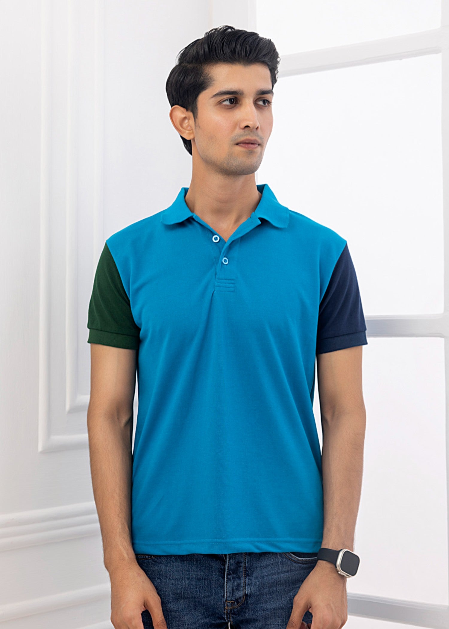 cotton pique Polo Shirt in Blue