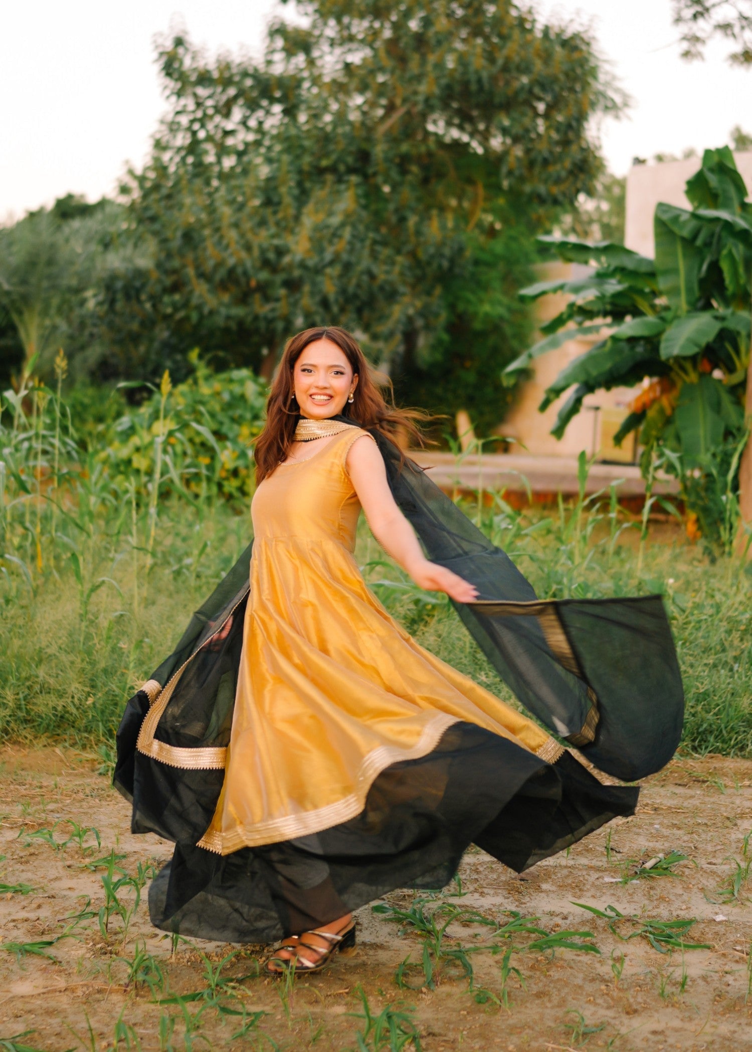 silk tissue Maxi in Goldenrod