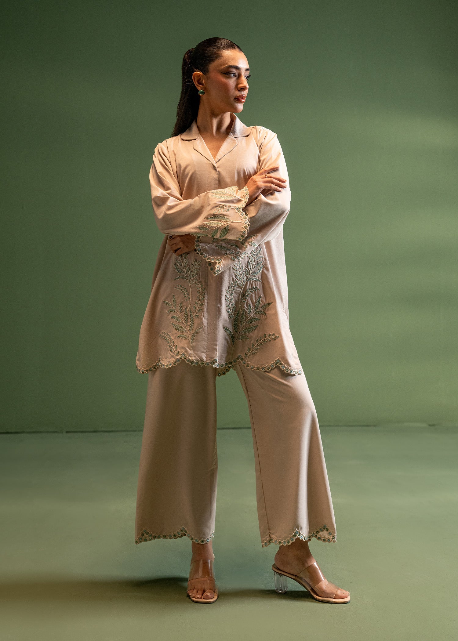 crepe Kurta Set in Cream