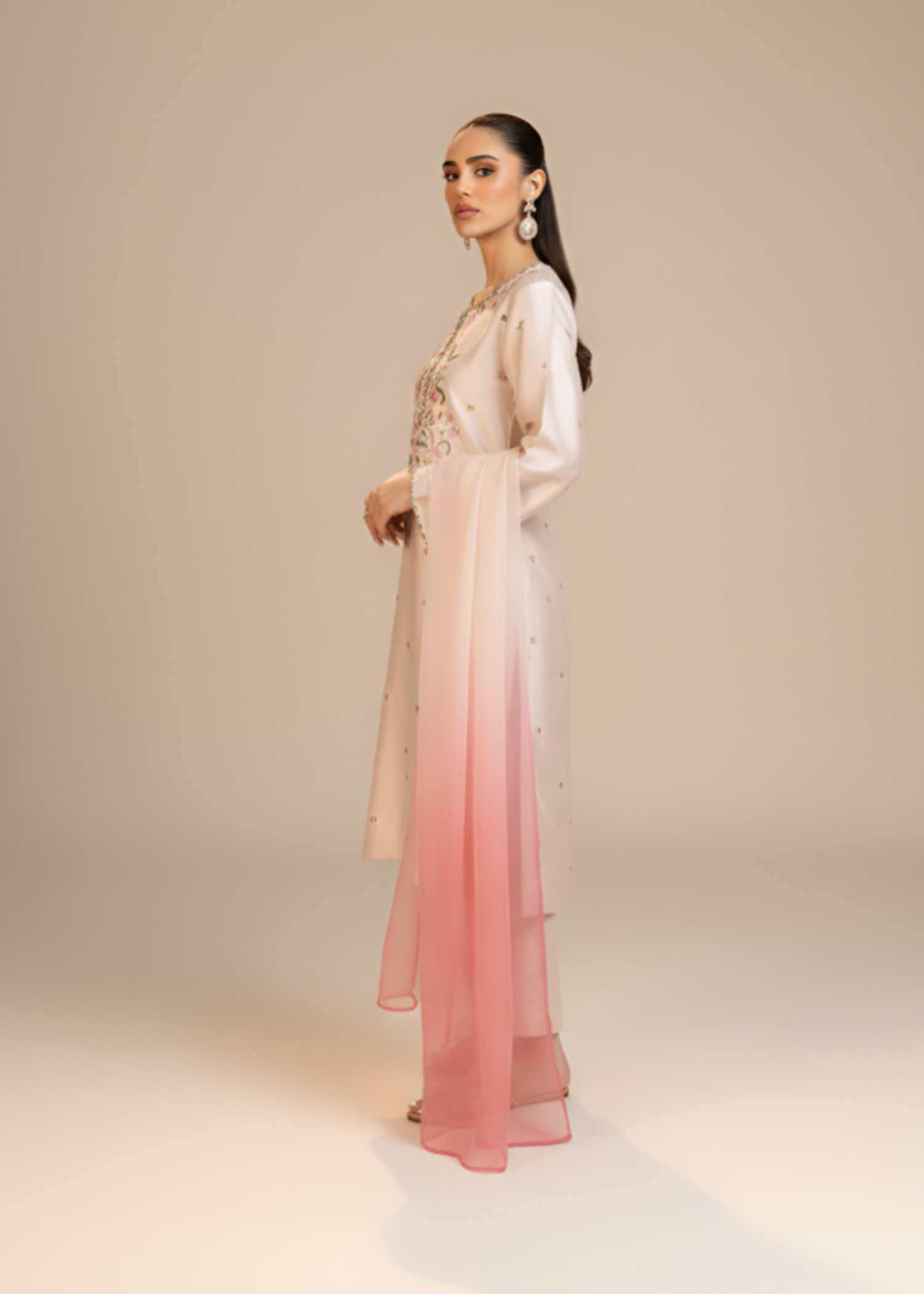 tussar silk Kurta Set in Beige