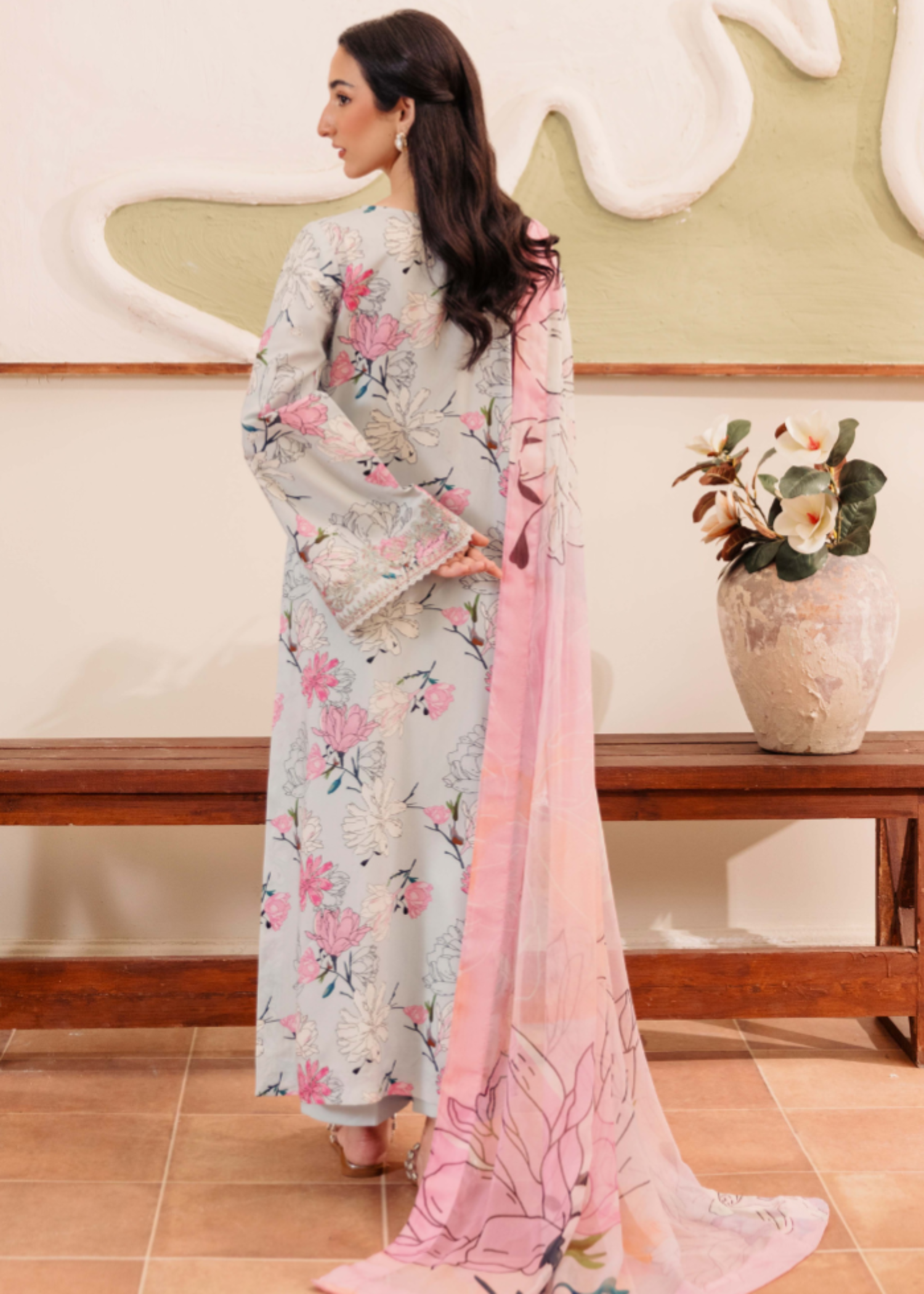 satin viscose Unstitched in Multi