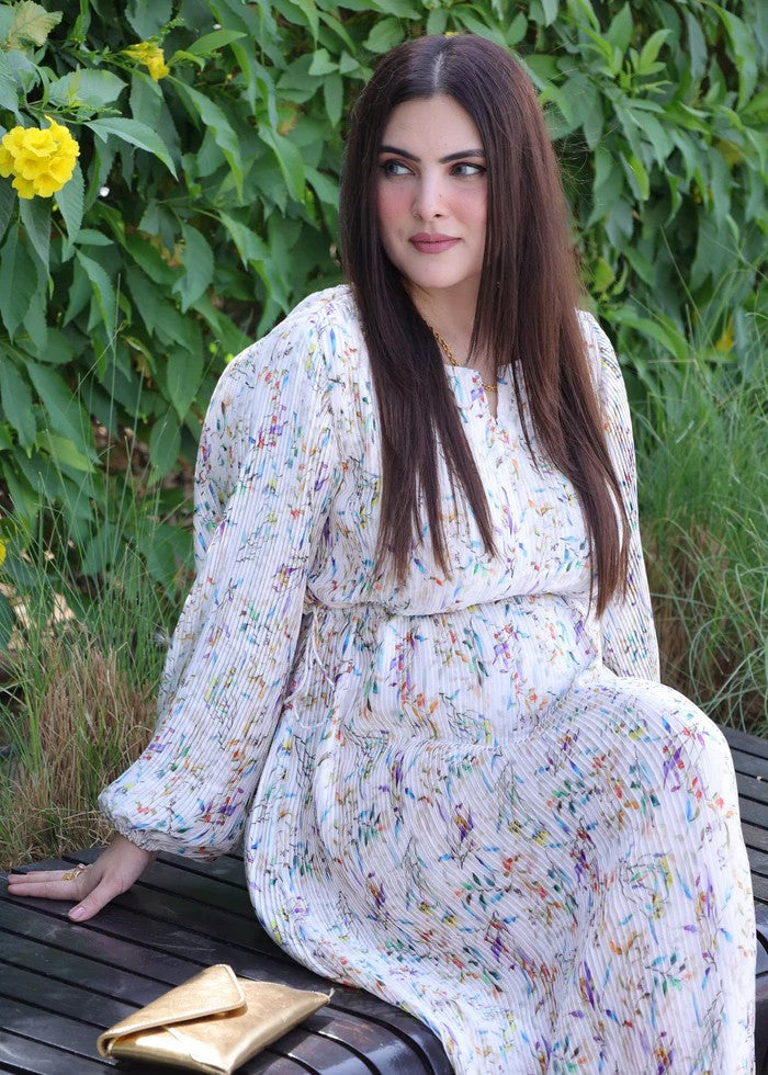 silk Dress in Pearl white