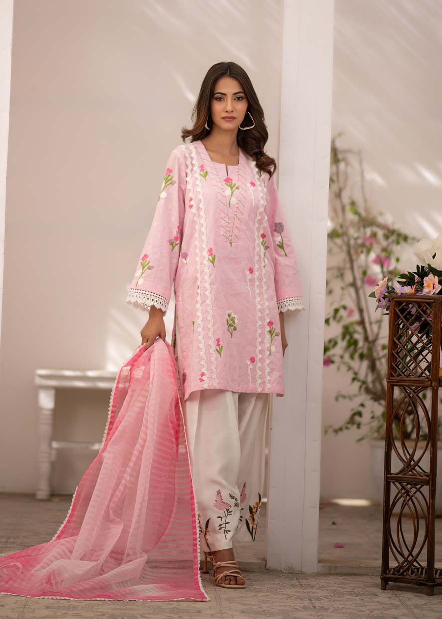 chikankari cotton Kurta Set in Pink