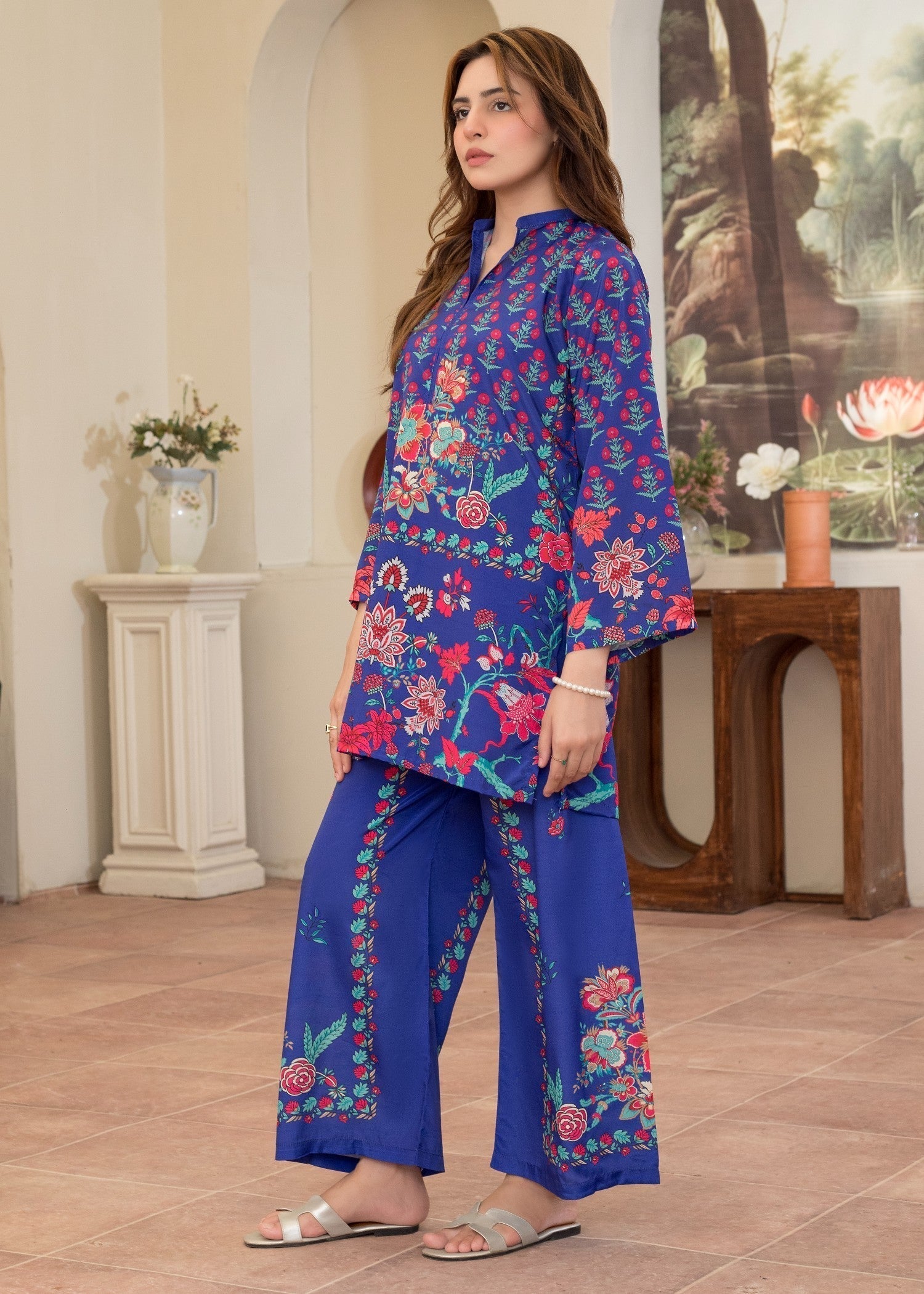 polyester crepe Co Ord Sets in Dark blue