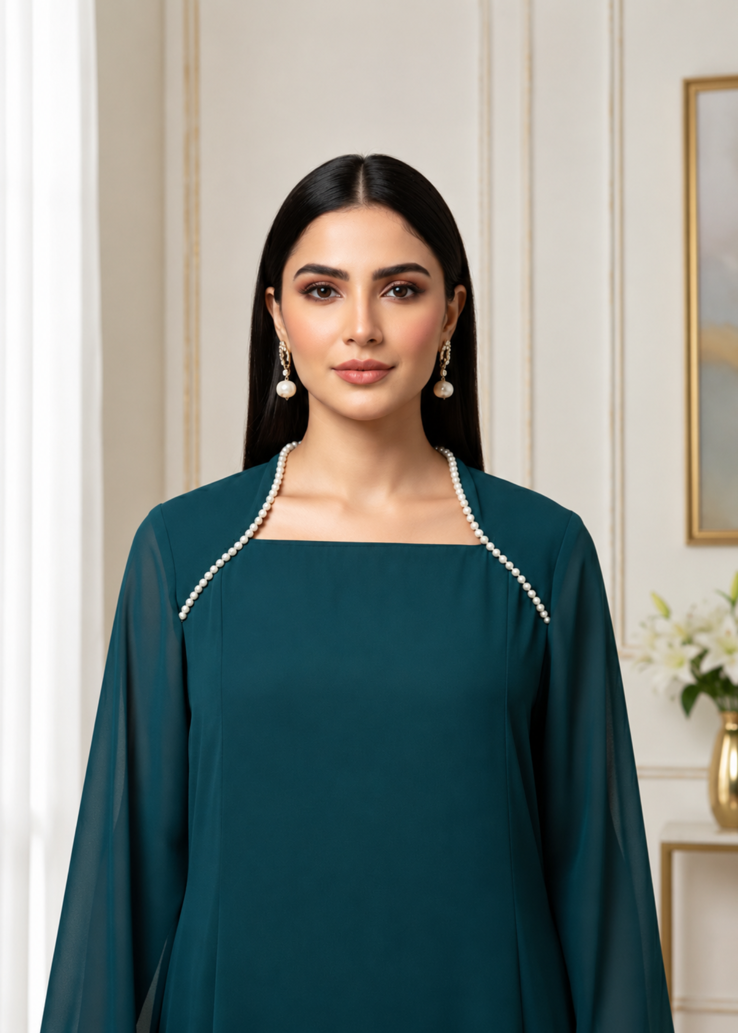 chiffon Maxi in Pine green