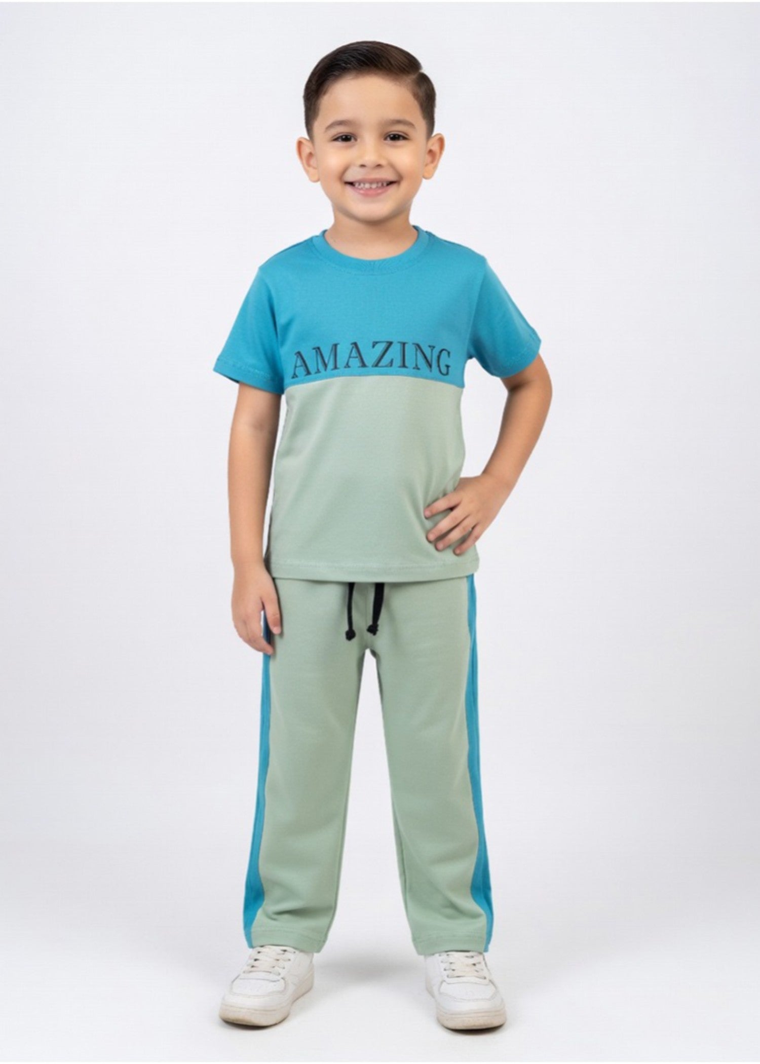 cotton Tracksuit in Teal, sage green