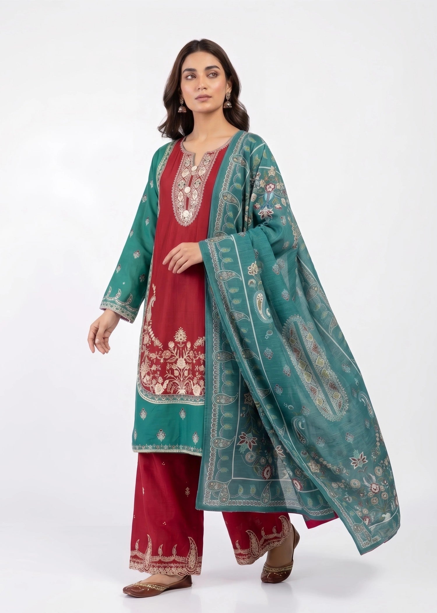 cotton linen Kurta Set in Sea green, maroon