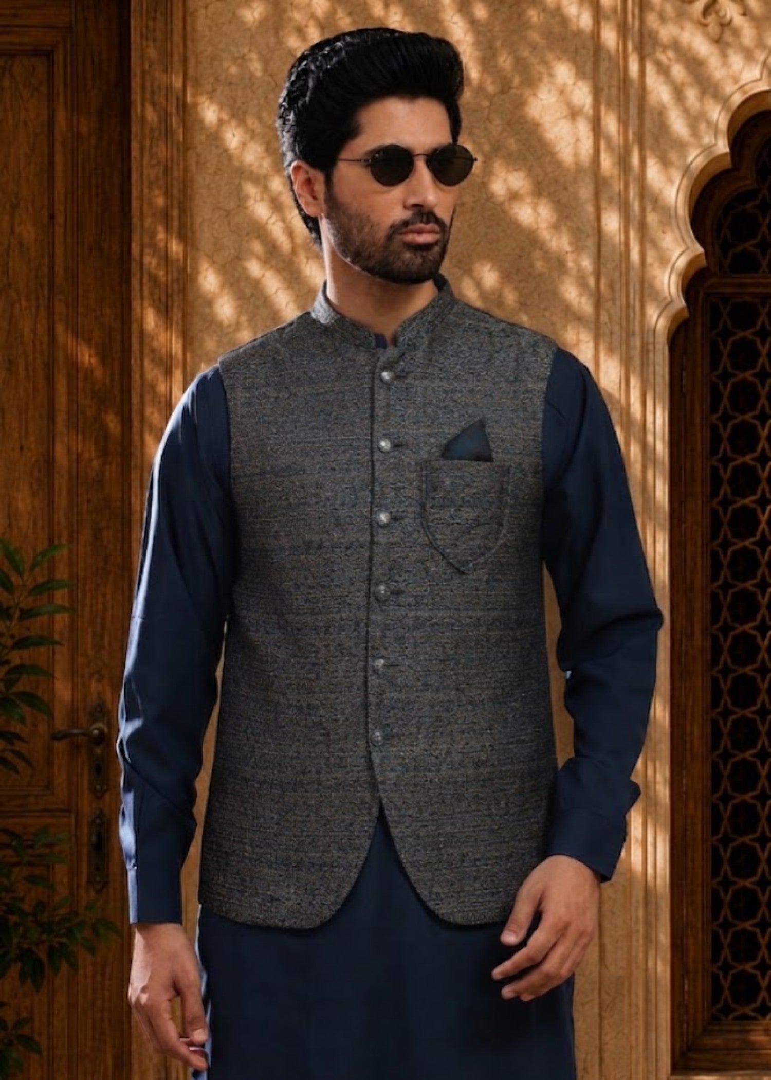 suiting Waistcoat in Slate blue