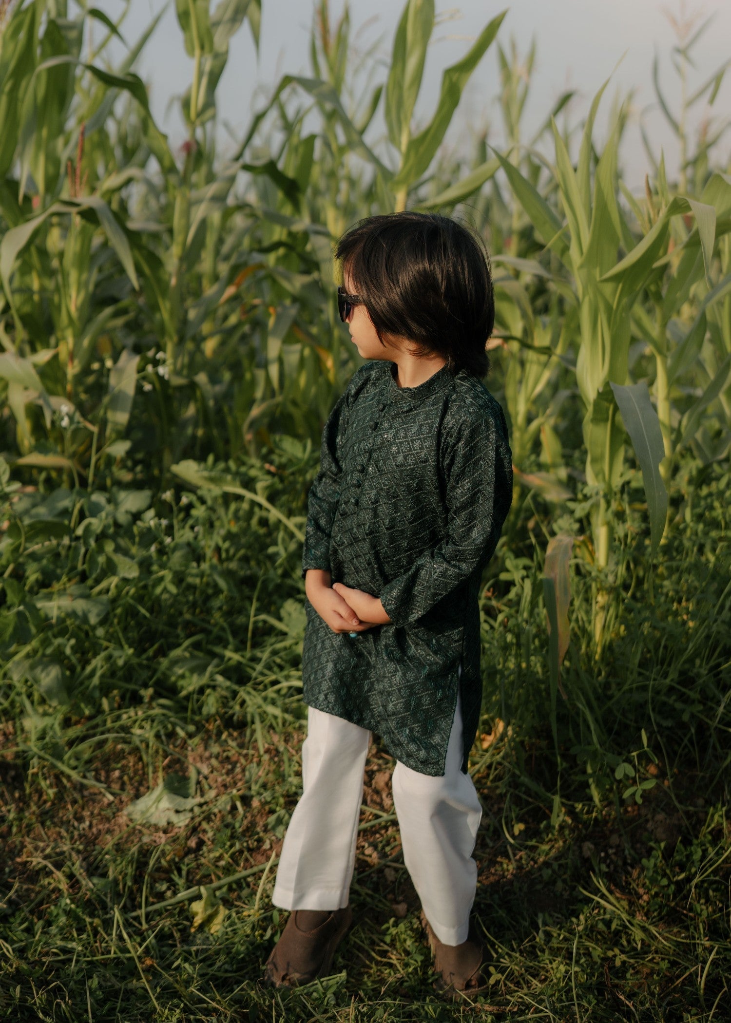 masuri Kurta in Bottle green