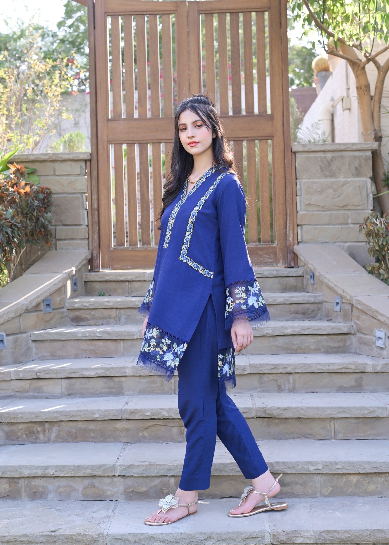 cotton silk Kurta Set in Royal blue