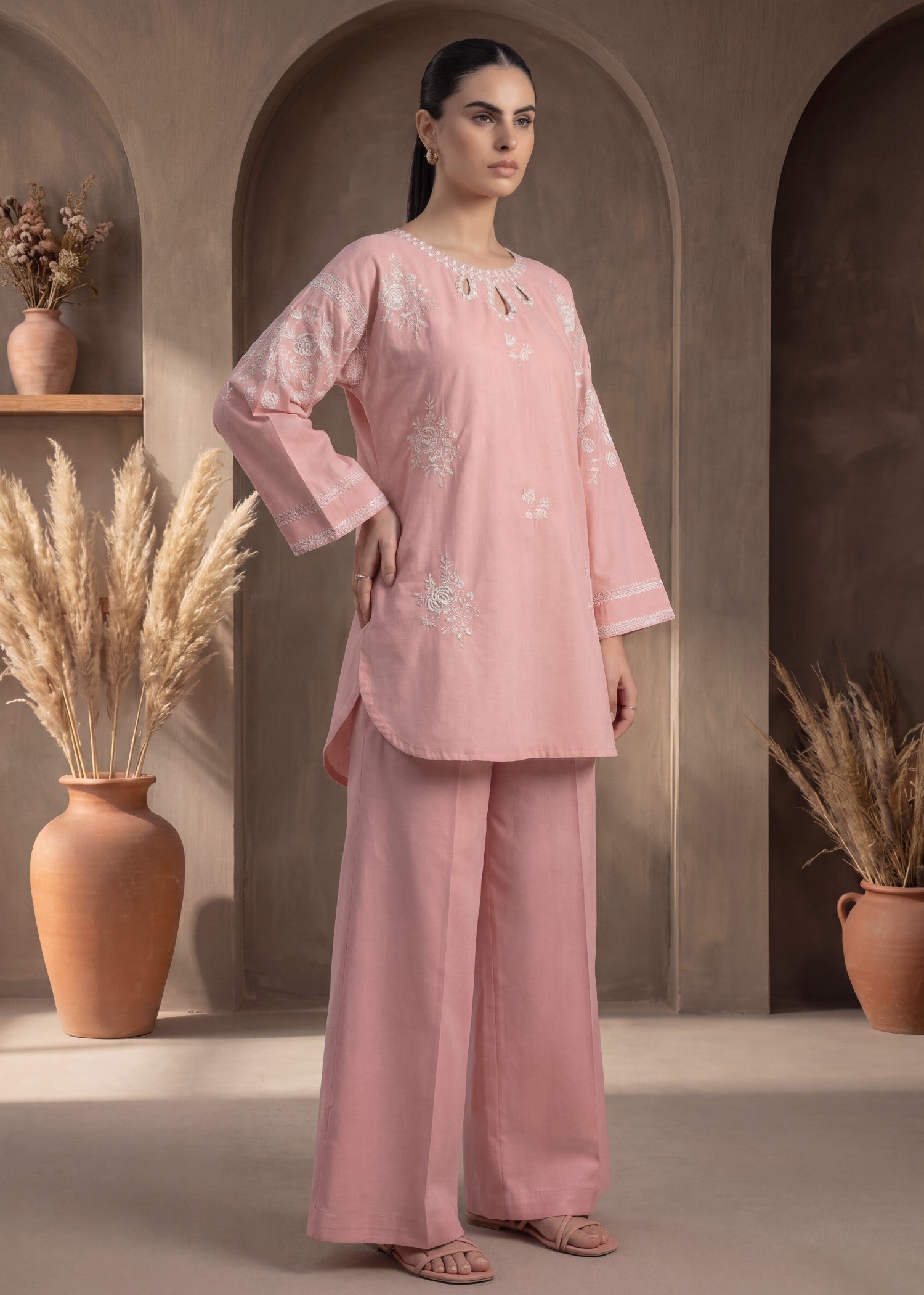 cotton dobby Kurta Set in Beige