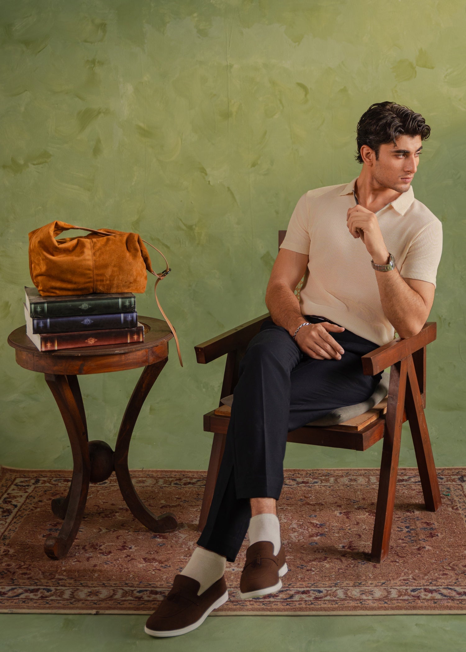 cotton Polo Shirt in Off-white, cream