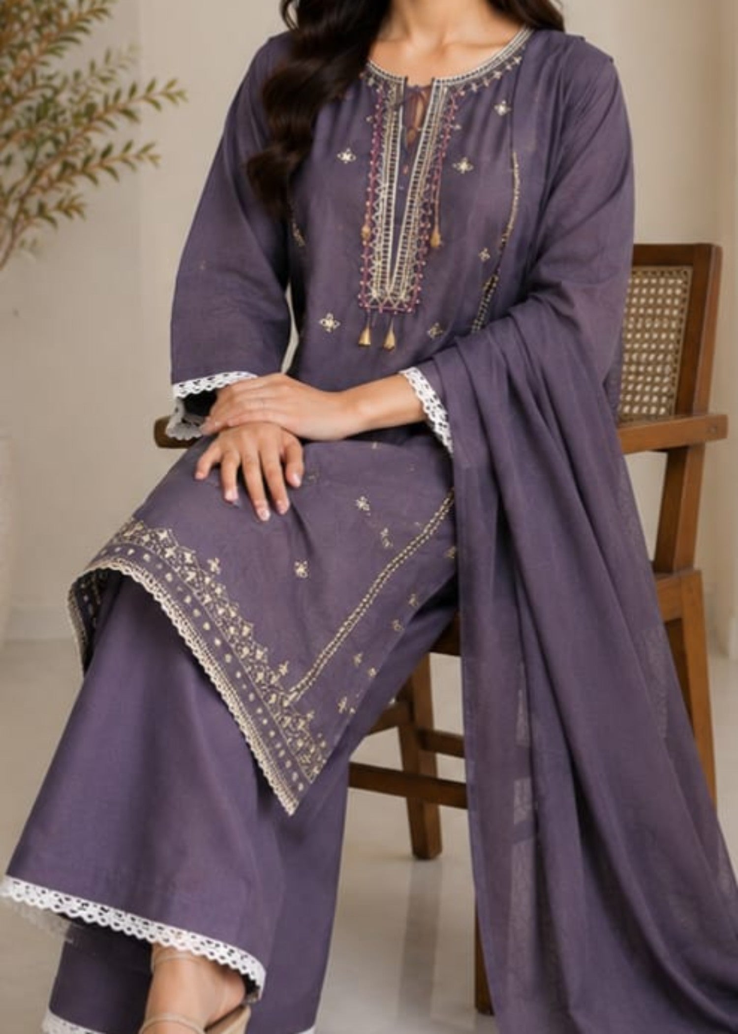 kattan silk Kurta Set in Grape