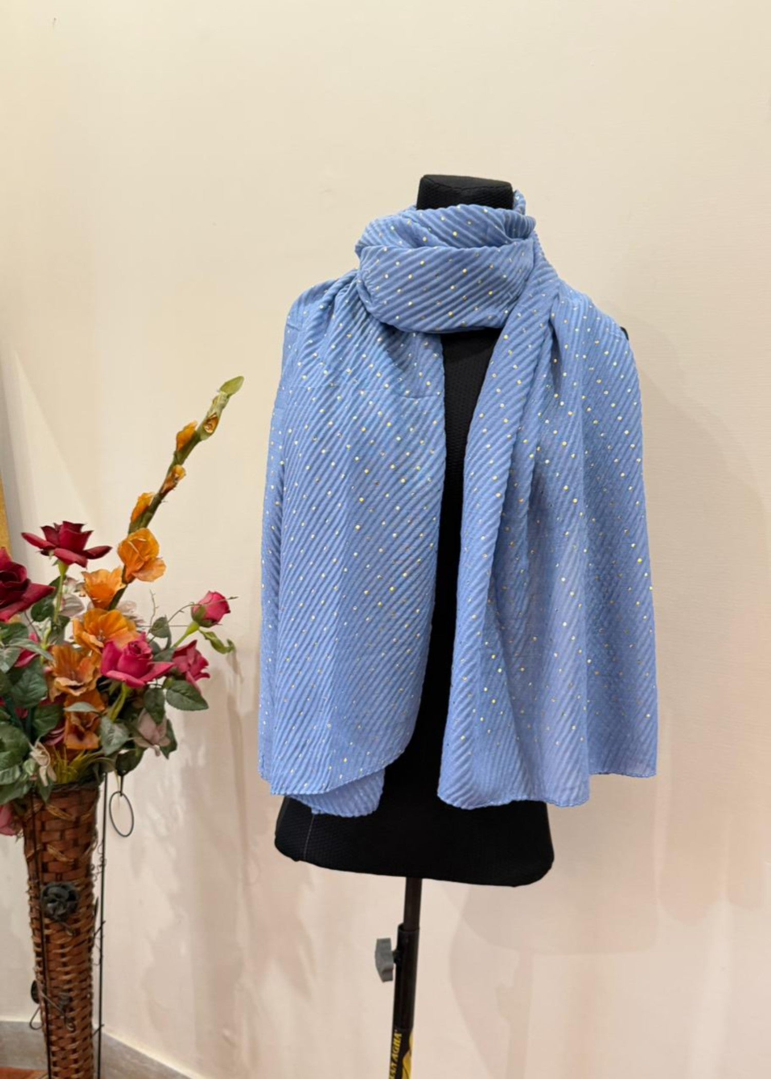 textured lawn Hijab in Carolina blue
