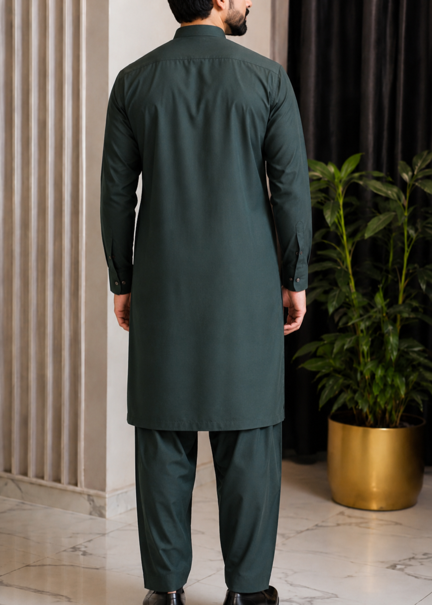 cotton Shalwar Kameez in Dark green by Noor E Zehra.Store