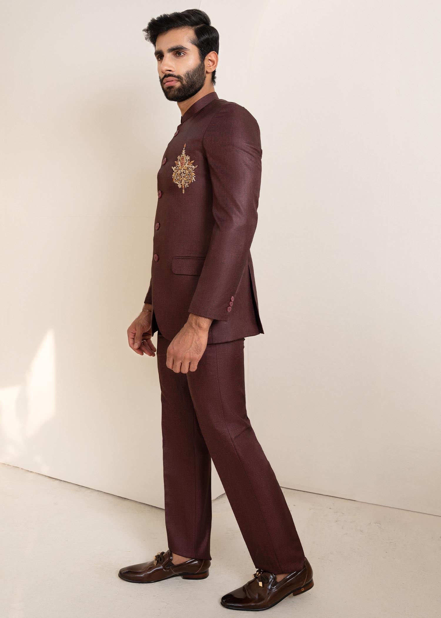 tropical Prince Coat in Maroon