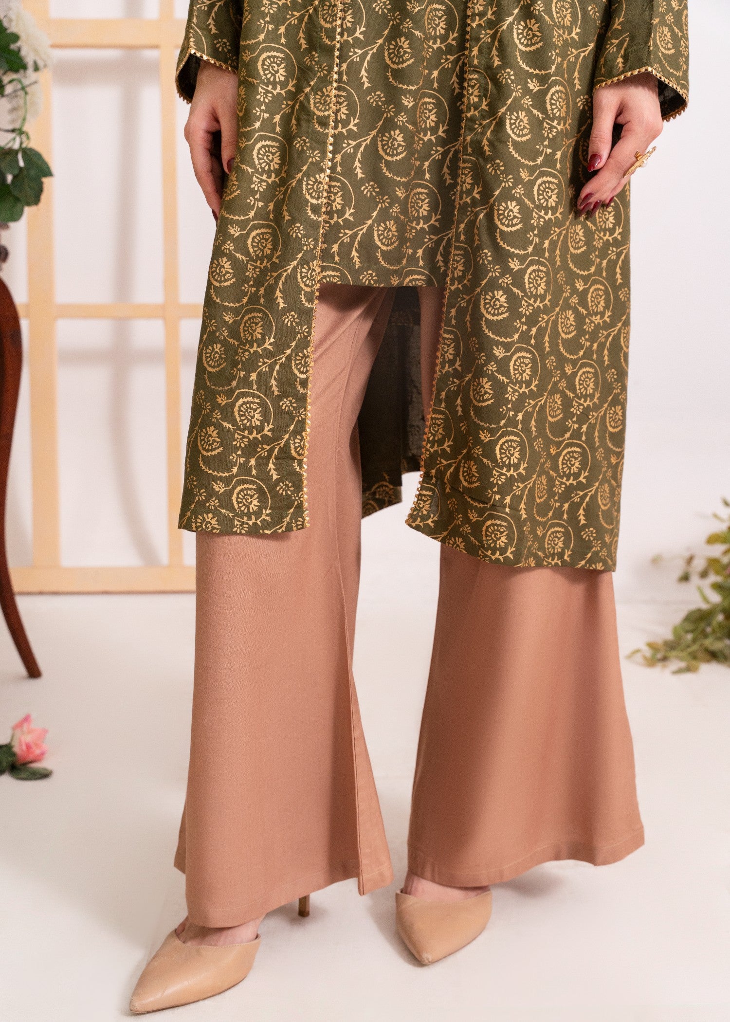 linen Gown in Army green