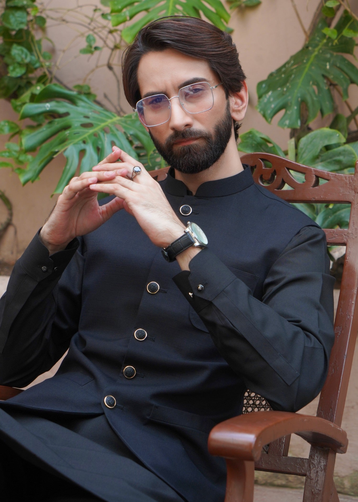 wool Waistcoat in Black
