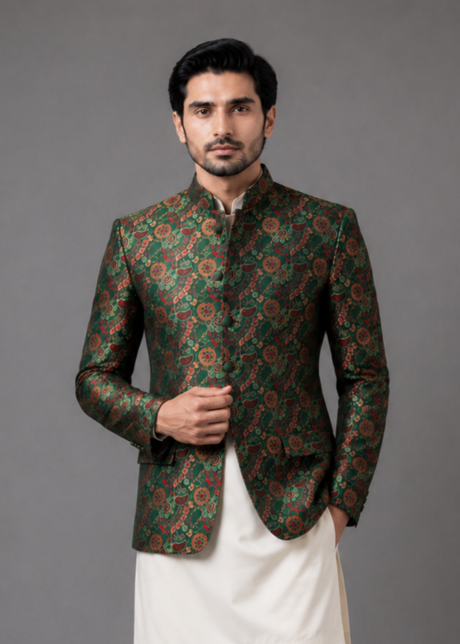 velvet Prince Coat in Green