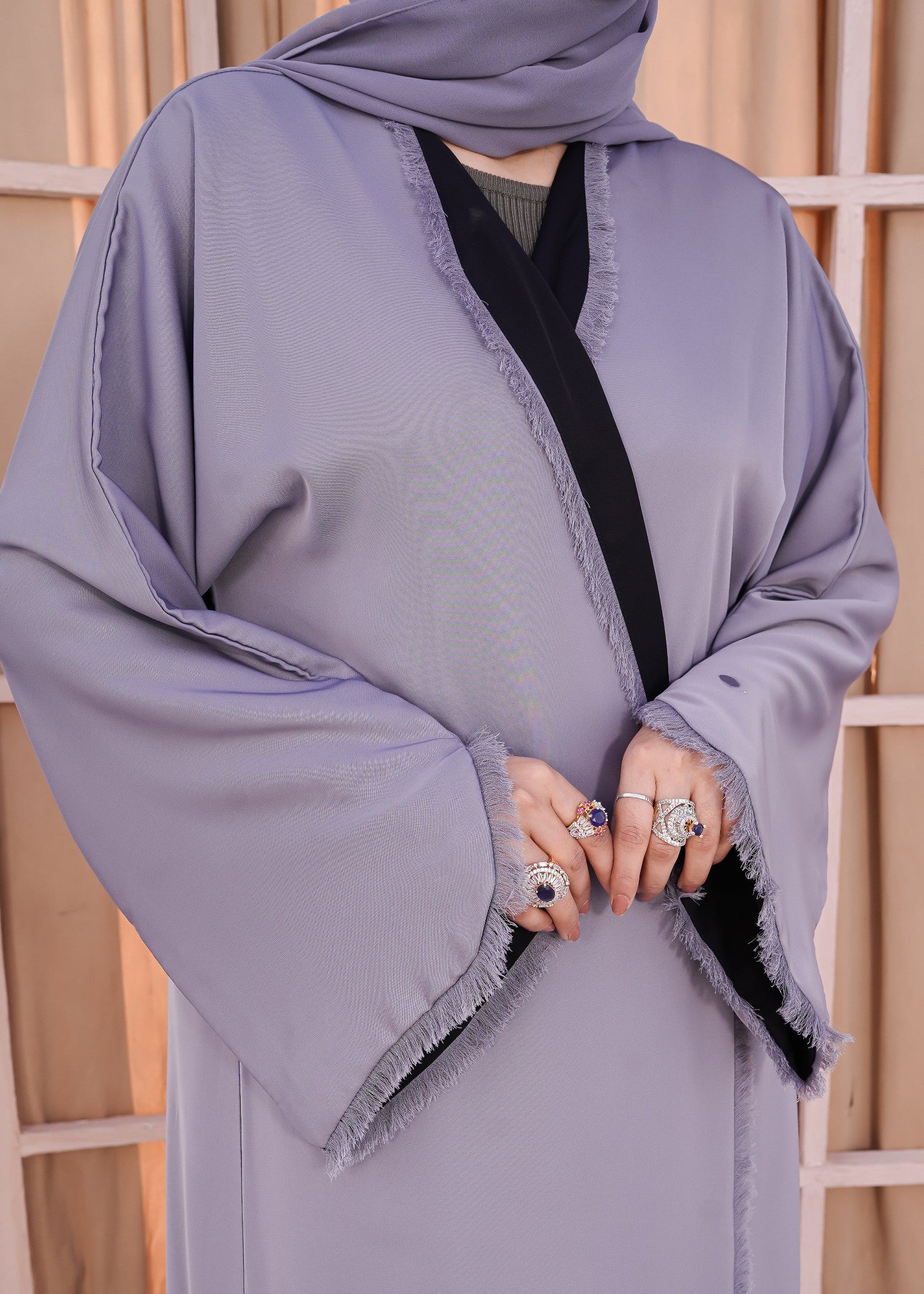 nidha Abaya in Lavender, pastel grey
