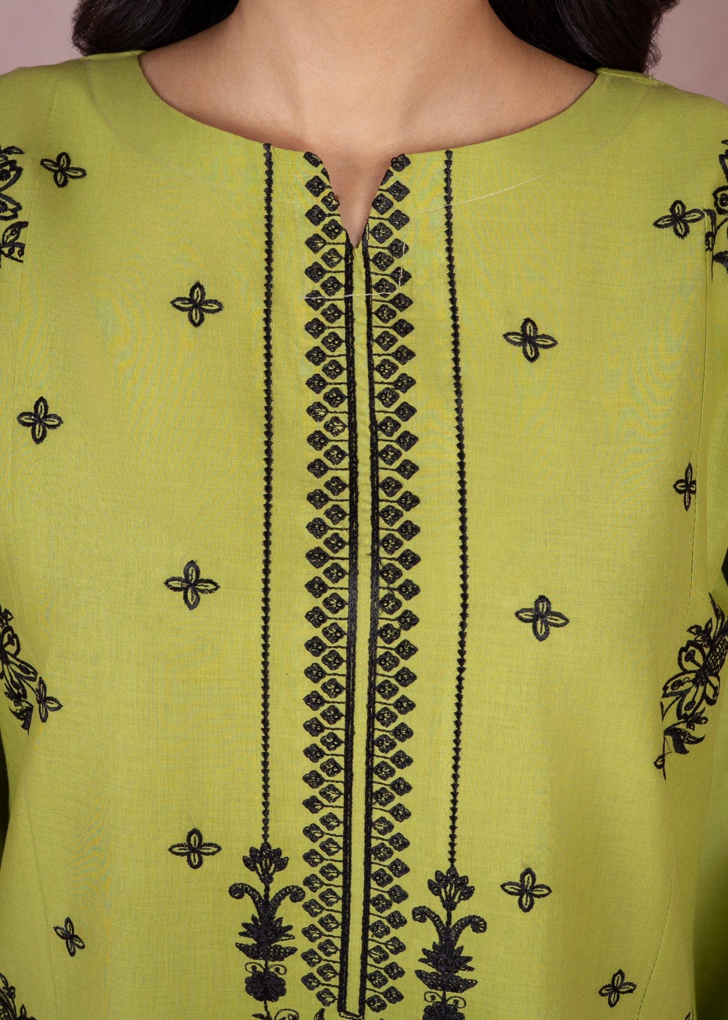 lawn cotton Kurta Set in Yellow green