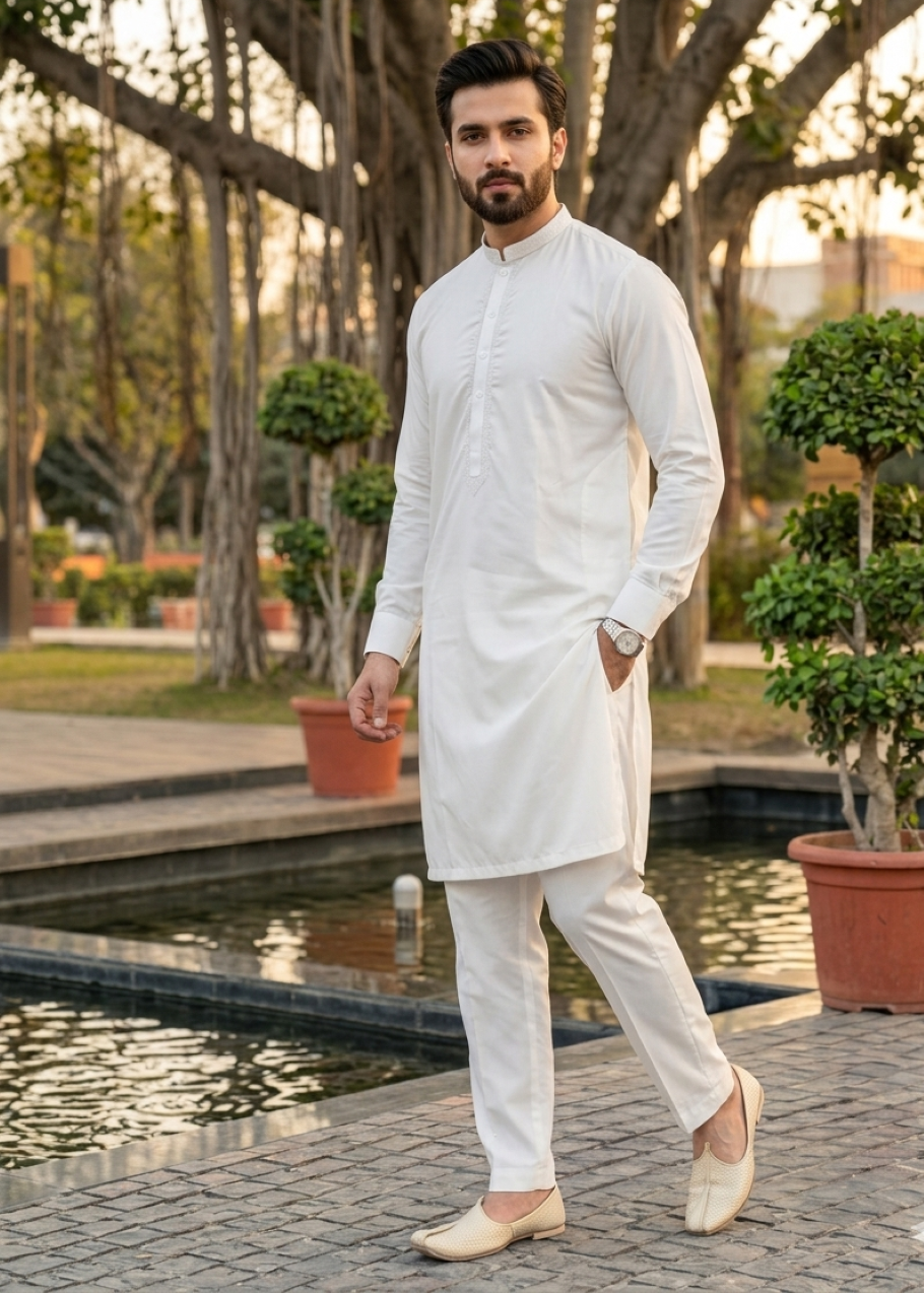wash & wear Kurta Set in White