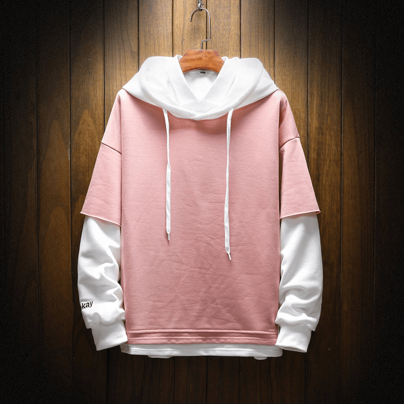 Men'S Sweater Japanese Retro Hip-Hop Fake Two-Piece Suit