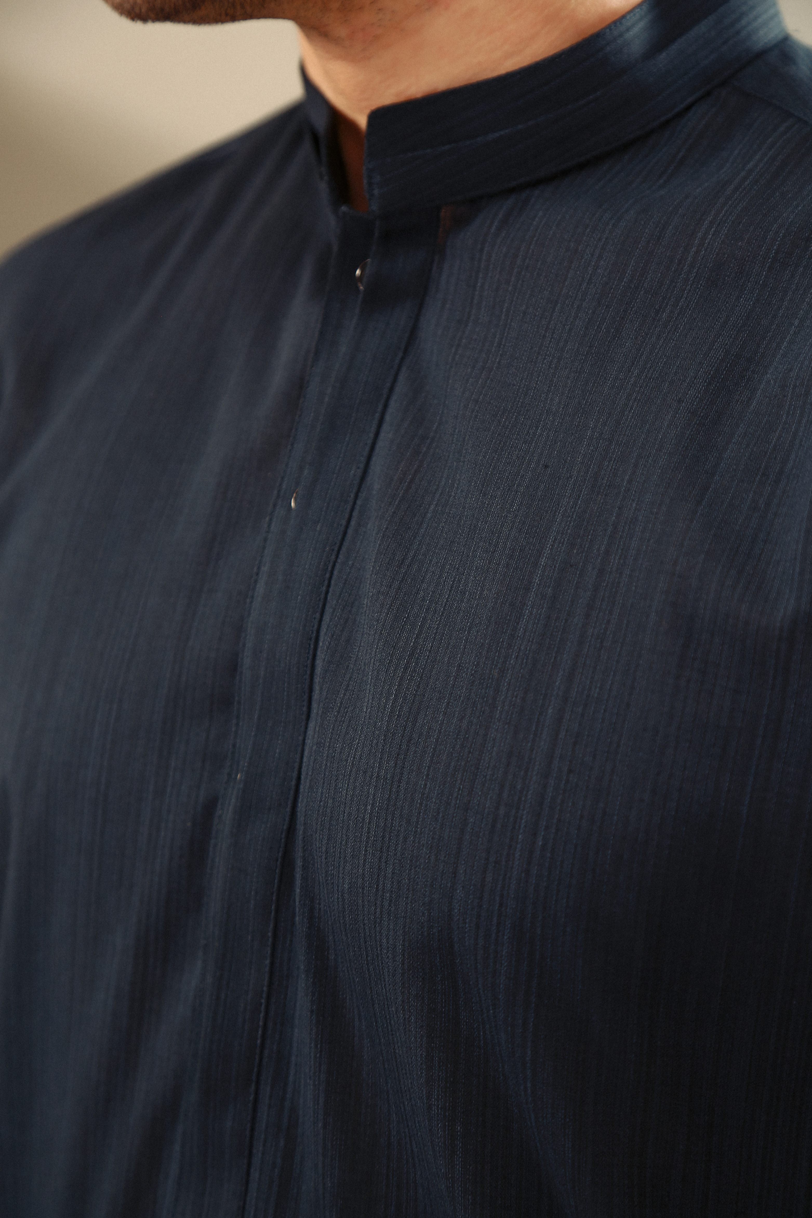 yarn dyed Shalwar Kameez in Navy blue
