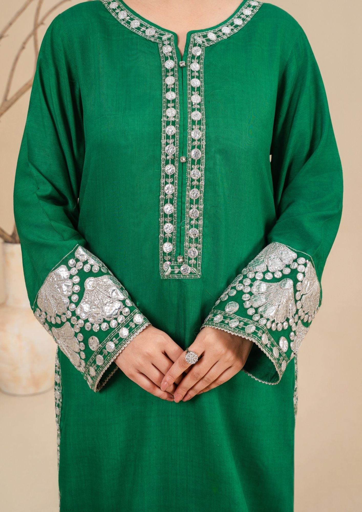 viscose thai silk Kurta Set in Sea green