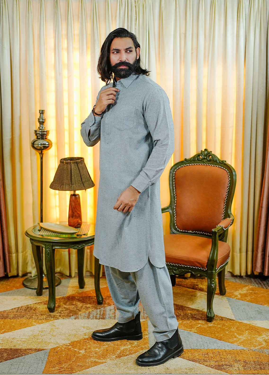 wool viscose Shalwar Kameez in Powder blue