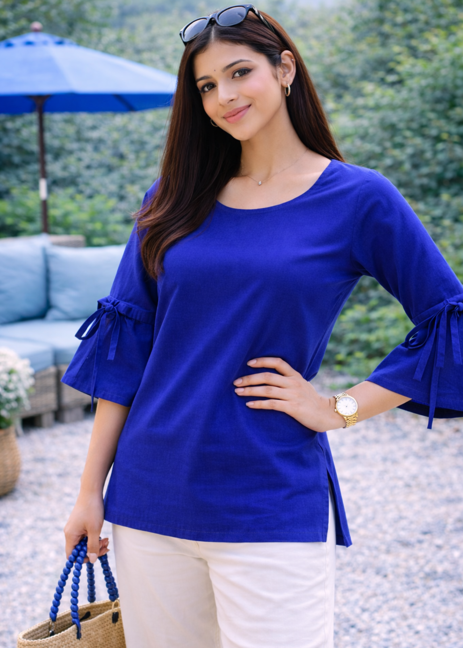 lawn Top in Dark blue