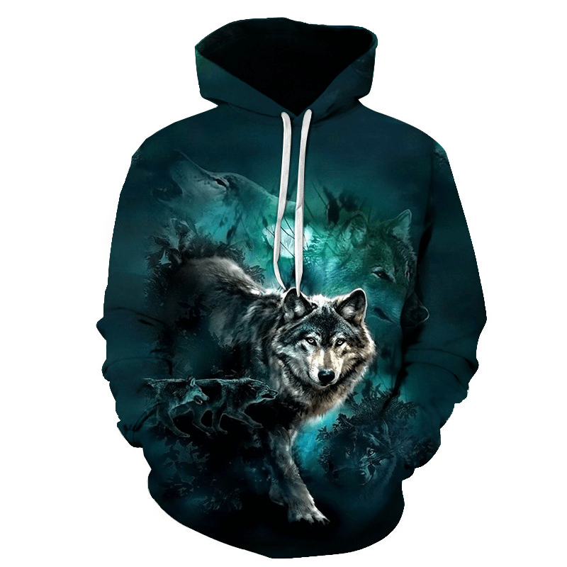 Fast Sell Foreign Trade Fox Wolf 3D Digital Printing Trend Men''S Sweater Manufacturers Direct Support to Map Customization