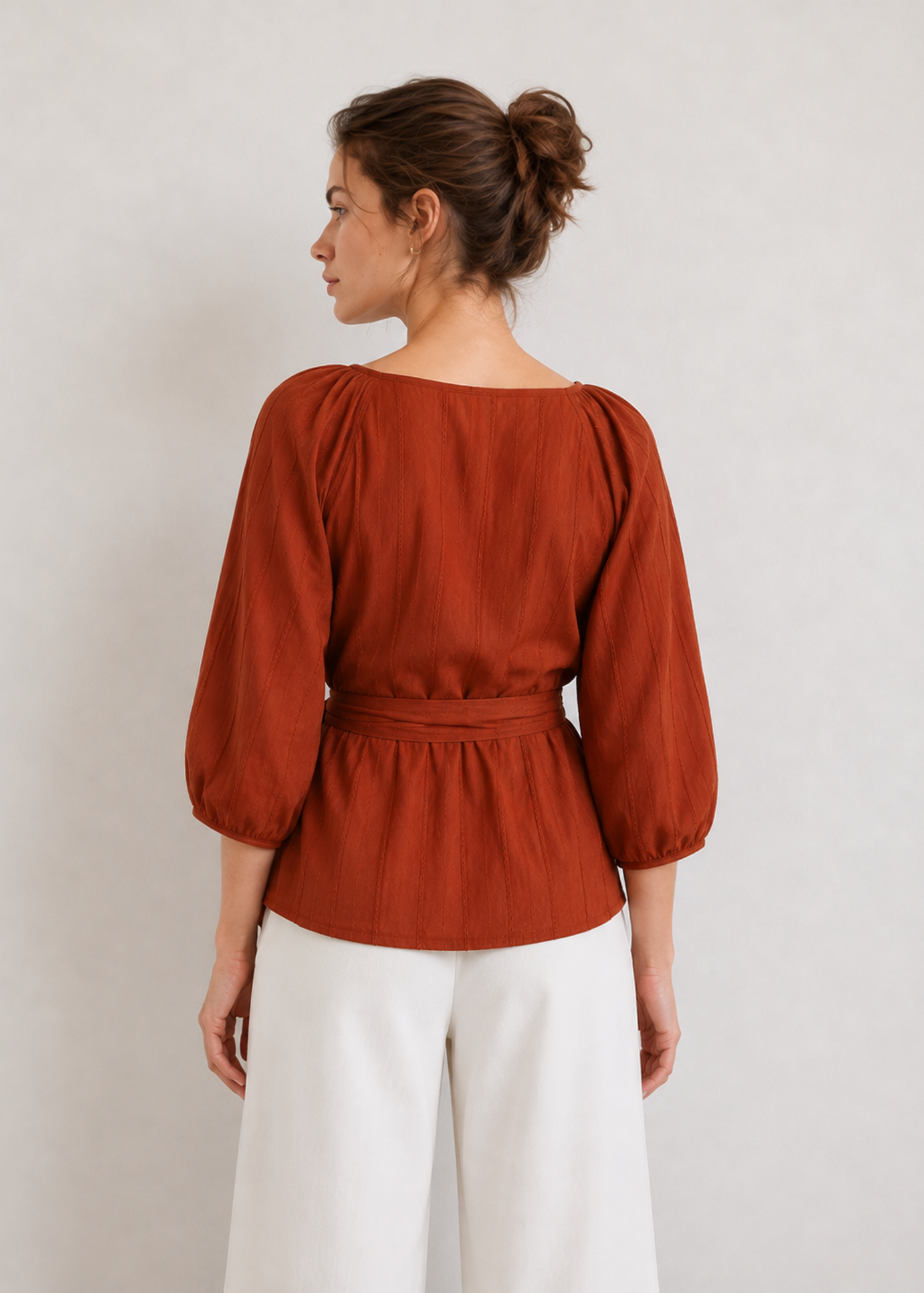 linen Blouse in Russet brown