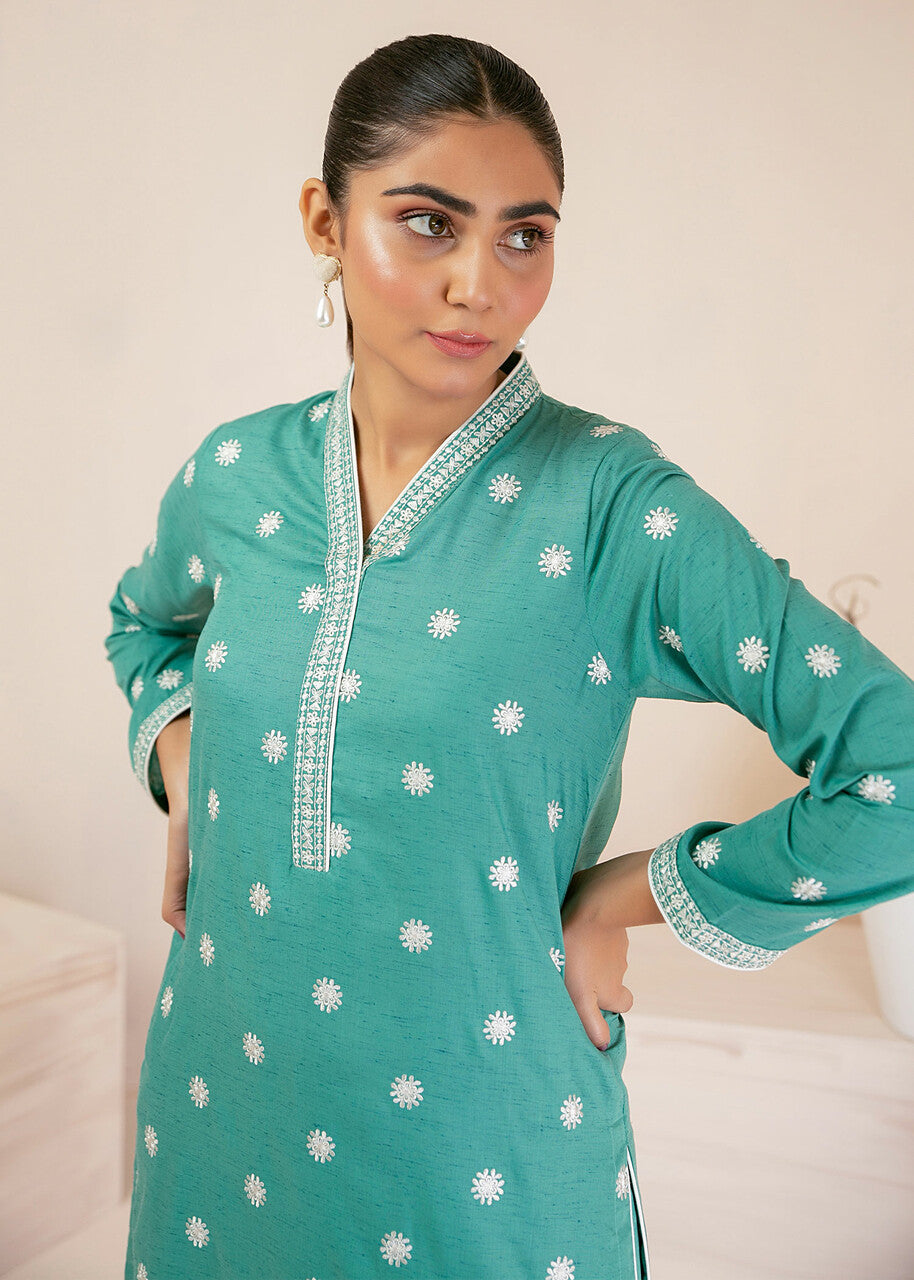 cotton Kurta Set in Turquoise