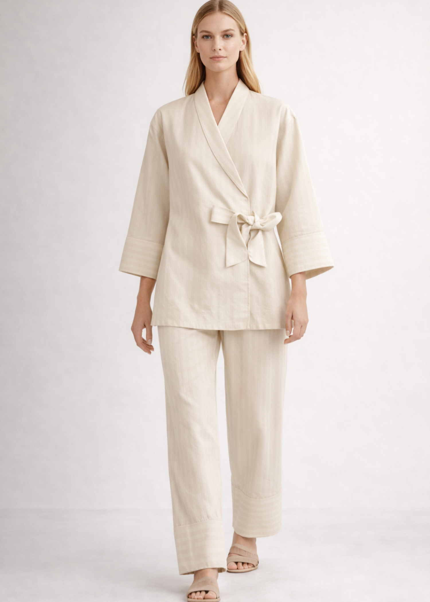 cotton linen Trousers in Cream