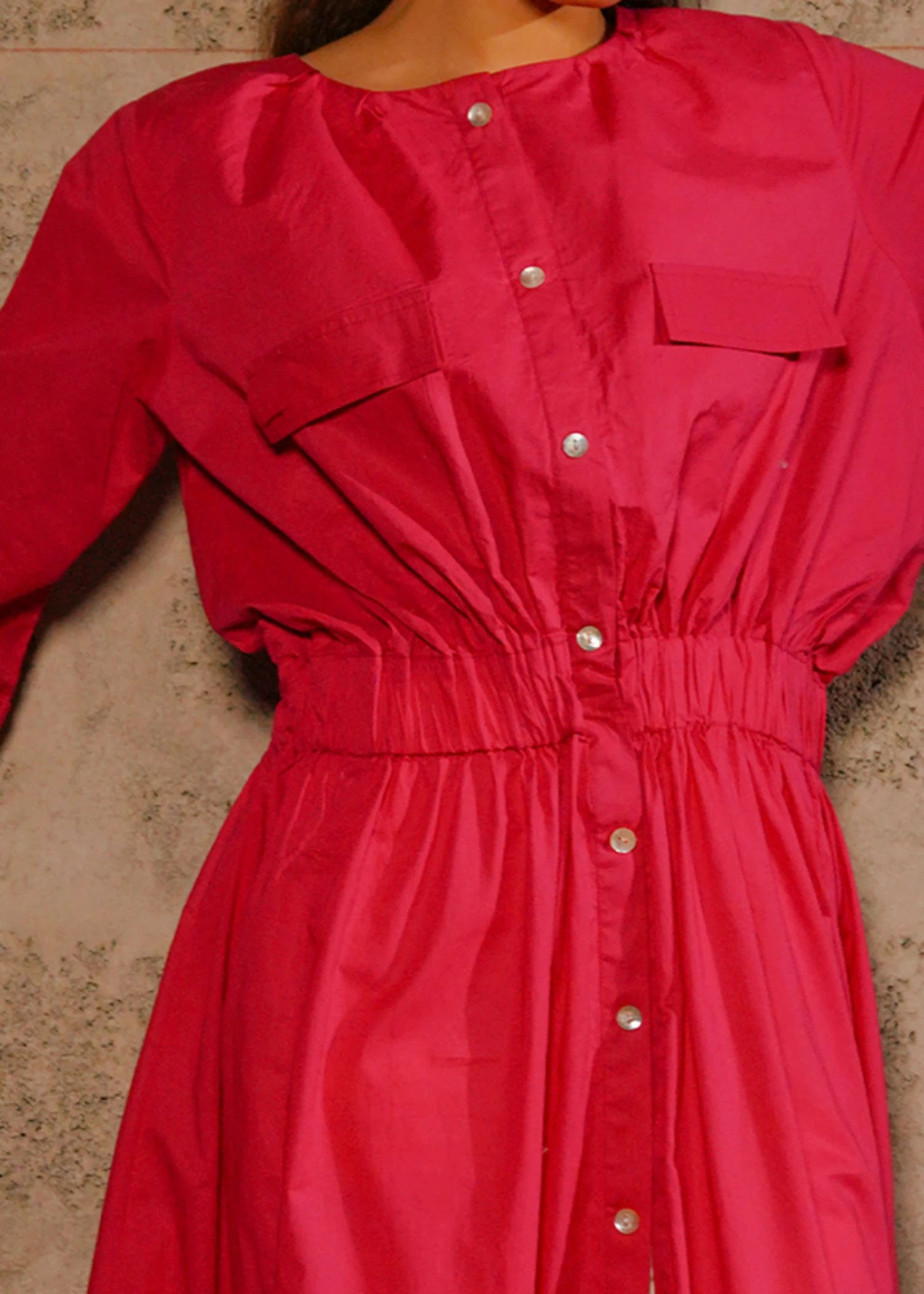 pure cotton Kaftan in Fuchsia pink
