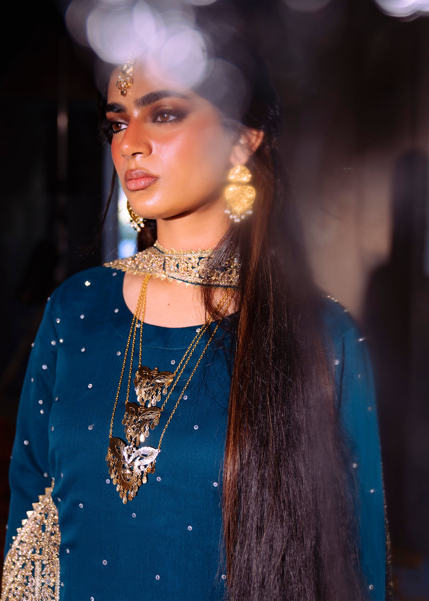 chiffon Kurta Set in Cobalt blue