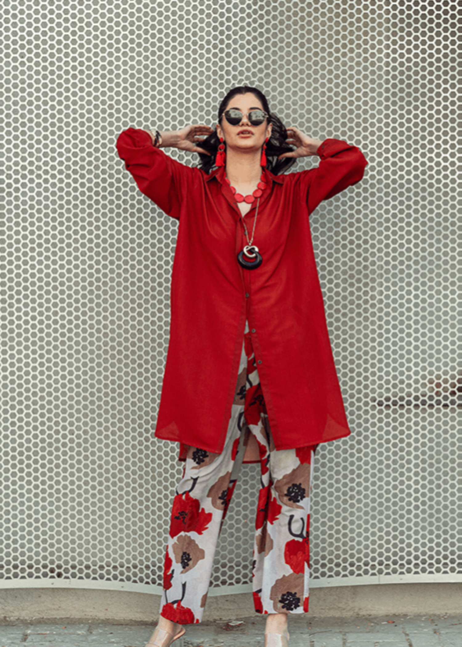 polycotton Tunic in Scarlet