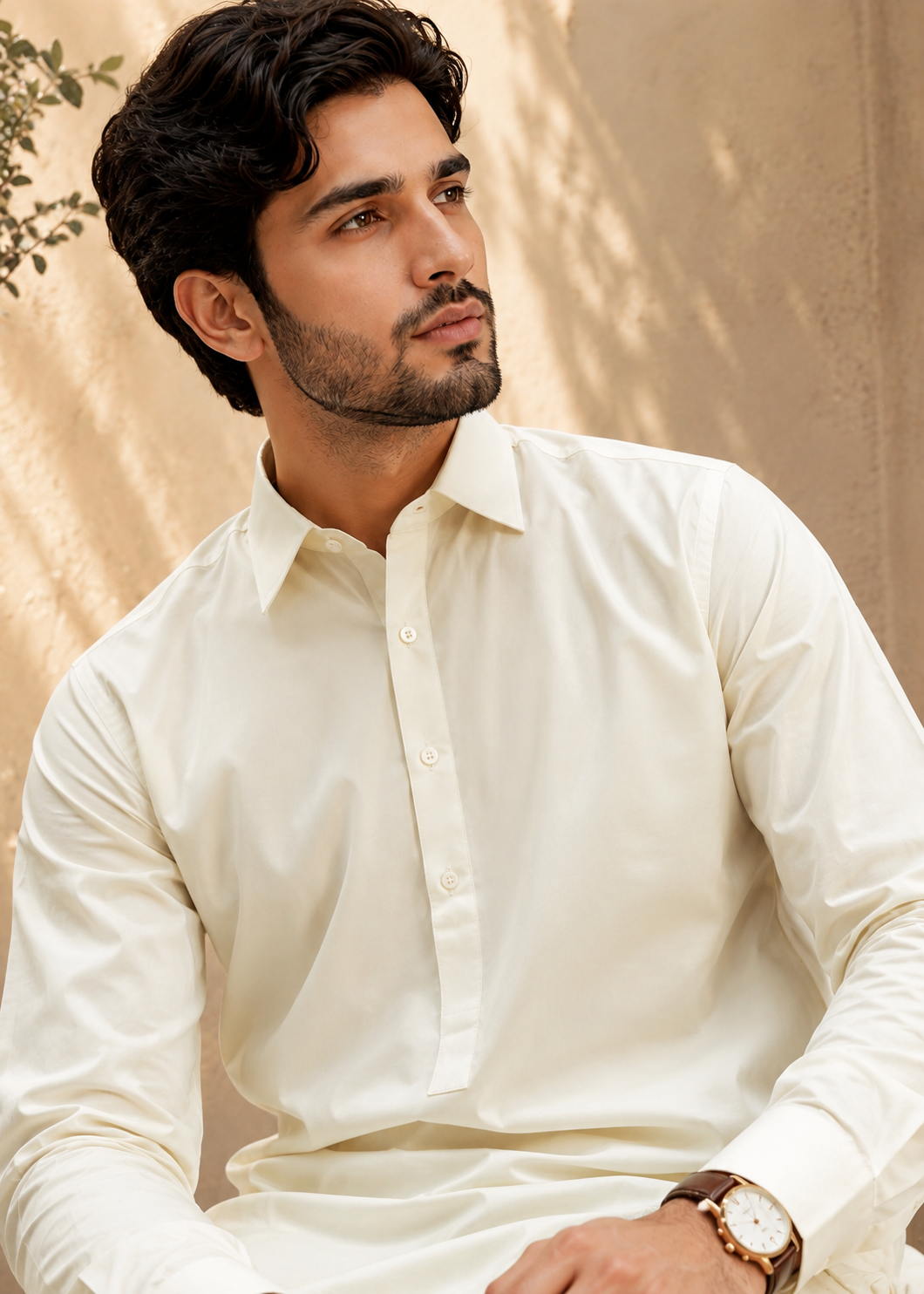 cotton Shalwar Kameez in Off-white