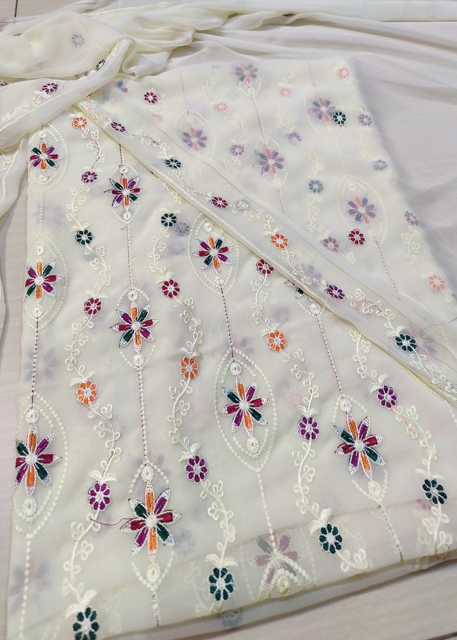 chiffon Unstitched in Antique white