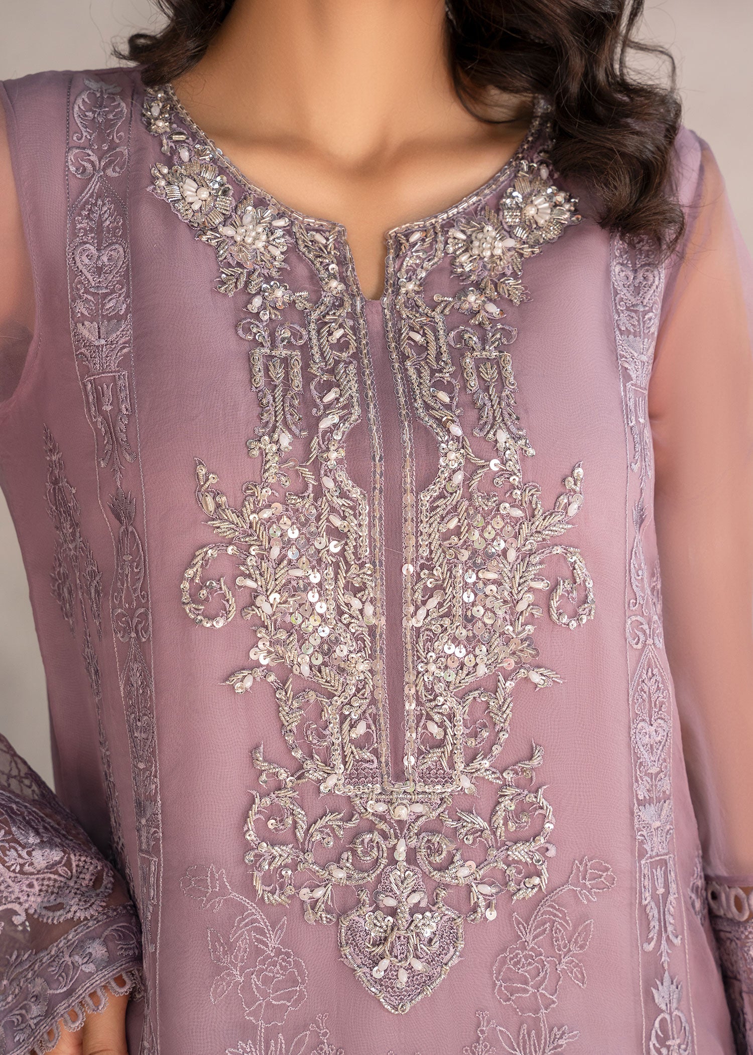 organza Unstitched in Lilac